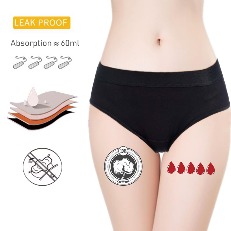 Period Panty Absorbent - กางเกงในประจำเดือนแบบซึมซับ 4 ชั้น ป้องกันการรั่วซึม สำหรับผู้หญิง ประจำเดือนมาแรง
